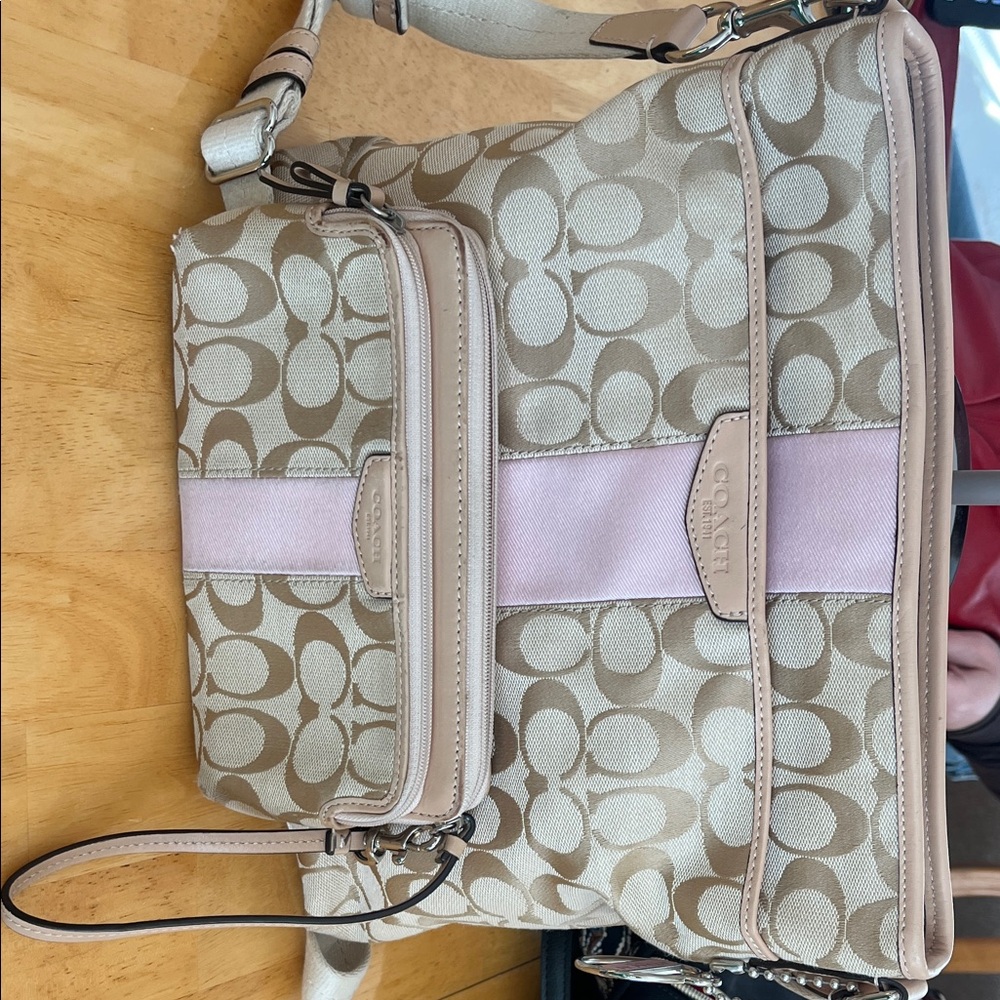 Coach Beige and Light Pink Crossbody Bag